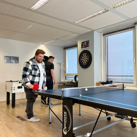 Photo: Employees playing table tennis