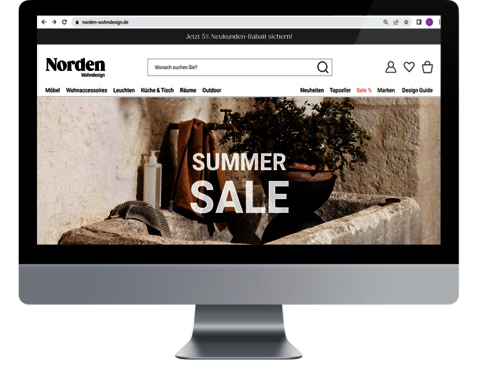 Monitor with home design online store from Norden Wohndesign