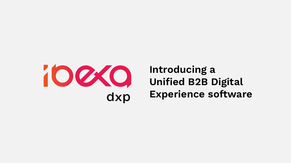 Screenshot vom Start der Ibexa Produktvideos: Logo von Ibexa, Text: Introducing a Unified B2B Digital Experience software